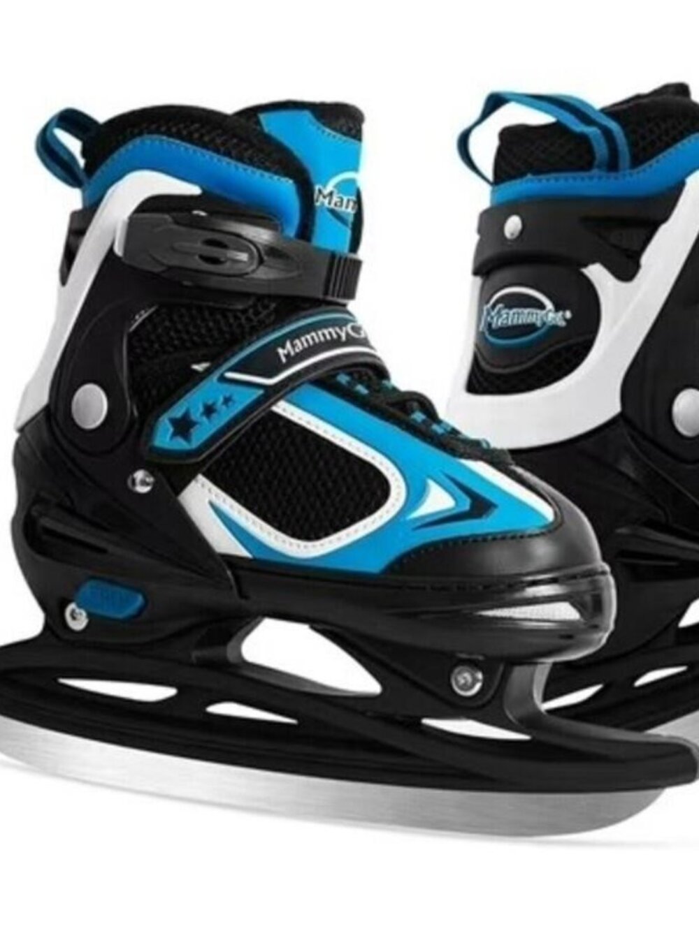 MammyGol Adjustable Ice Skates for Kids (Black and White)